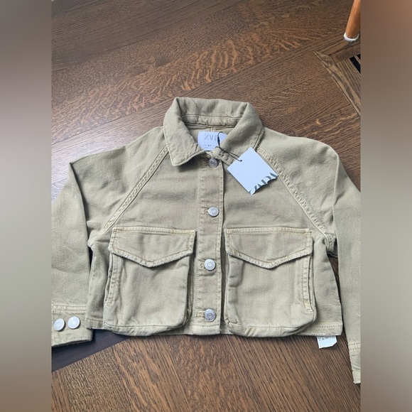 ZARA Cargo Light Green Denim Spring Jacket Youth Boys SZ 6-7 BRAND NEW With Tag - Picture 9 of 14